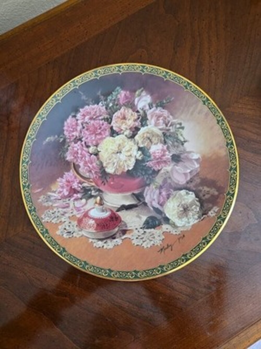 Plate Wall Art Collector Vieonne Morley's Romantic Roses "Heavenly Perfection"